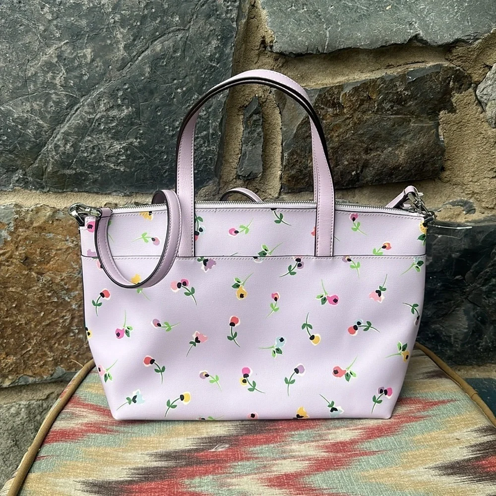 NWT Kate Spade Floral Pansy Toss Lilac Crossbody Satchel Bag